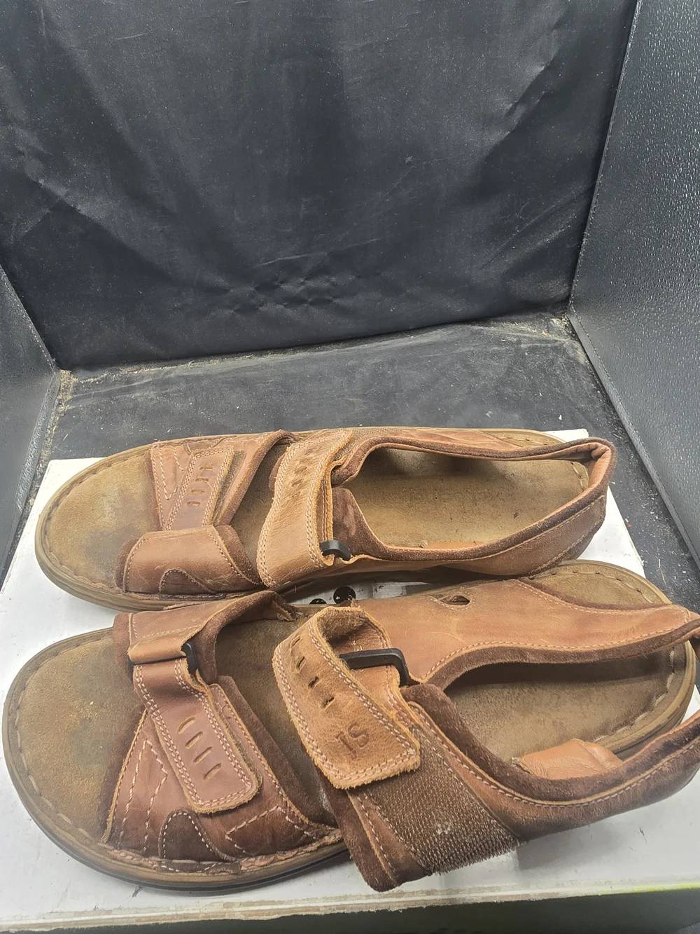 Josef Seibel Brown Leather Men's Adjustable Sandals